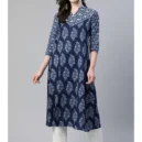 Blue A-Line Cotton Kurta 4