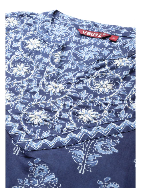 Blue A-Line Cotton Kurta 5 Blue A-Line Cotton Kurta 5