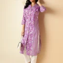 Lavender Floral Print Straight Cotton Kurta6