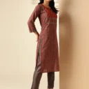 Maroon Kalamkari Print Straight Cotton Kurta3