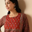 Maroon Kalamkari Print Straight Cotton Kurta5