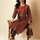Maroon Kalamkari Print Straight Cotton Kurta6