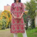 Pink And Teal Green Cotton Kurta1