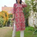 Pink And Teal Green Cotton Kurta4