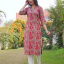 Pink And Teal Green Cotton Kurta5