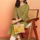 Yellow Floral Printed Straight Cotton Stitched Kurta6