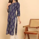 ndigo Blue Floral Printed Straight3