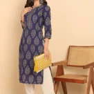 ndigo Blue Floral Printed Straight4