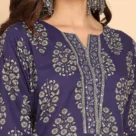 ndigo Blue Floral Printed Straight6