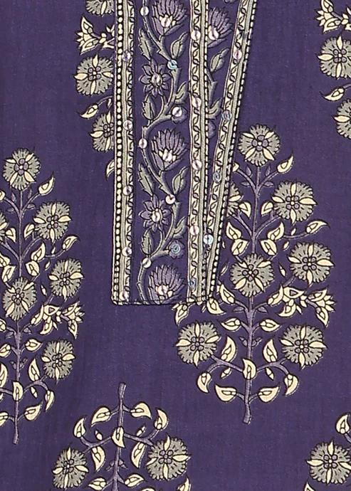 ndigo Blue Floral Printed Straight7 ndigo Blue Floral Printed Straight7