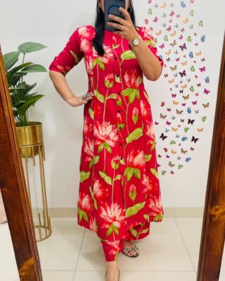 Dark pink with lotus print