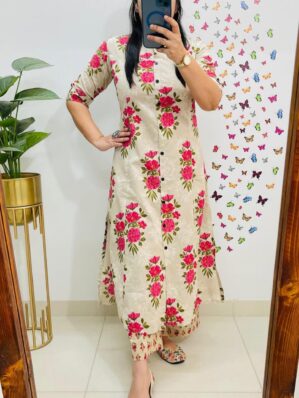 Sandal with flower print kurti Palazza