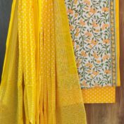 Yellow with orange flower print