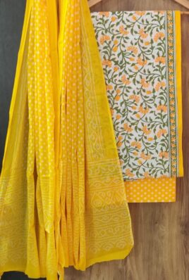 Yellow with orange flower print