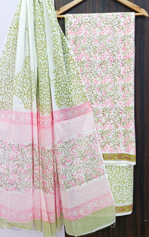 White with light green and pink flower print White with light green and pink flower print