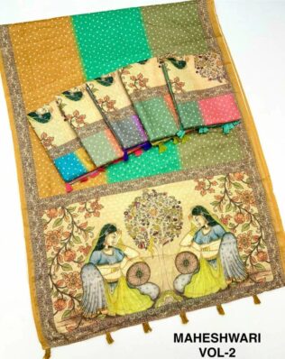 Maheshwari Cotton Silk with Zari Chex & Digital Print